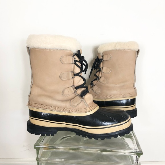 SOREL VINTAGE Buff Caribou Duck Boots Mens 13 Made in Canada Wool lined - Picture 3 of 10
